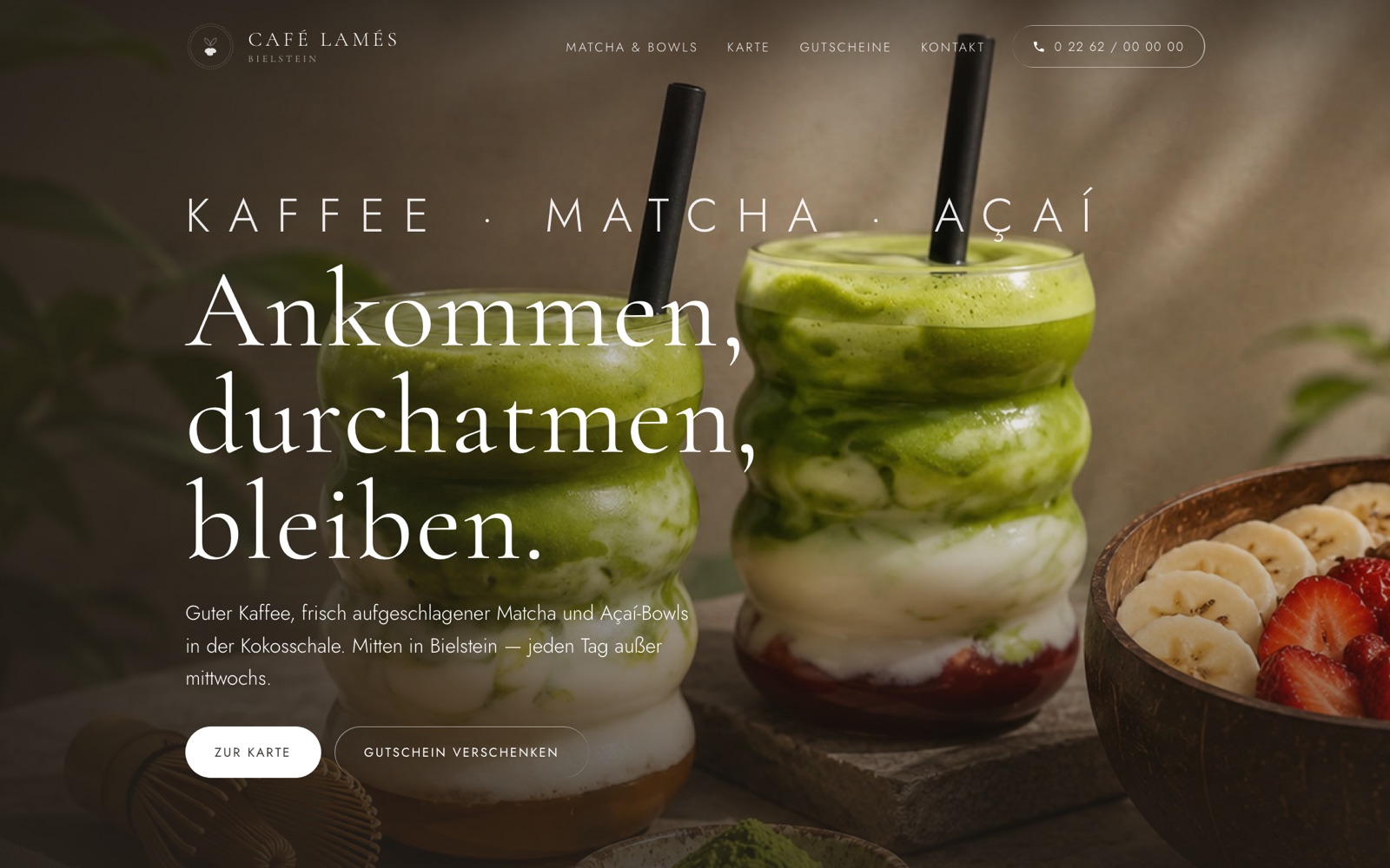 Website-Entwurf für das Café Lamés in Bielstein
